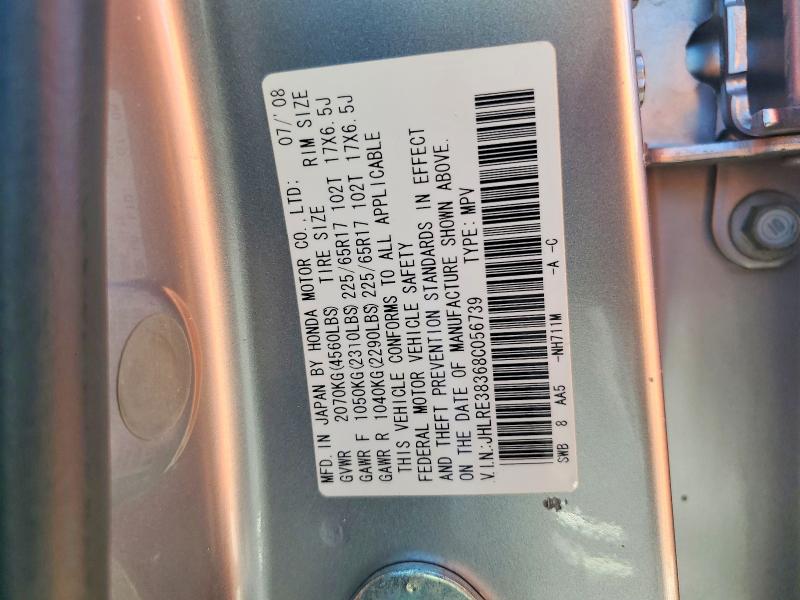 Aukcja sprzedaży 2008 Honda Cr-v, vin: JHLRE38368C056739, numer aukcji: 56709806
