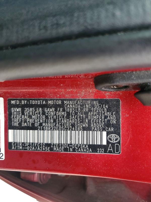 Aukcja sprzedaży 2005 Toyota Corolla, vin: 2T1BR32E05C324085, numer aukcji: 61520076