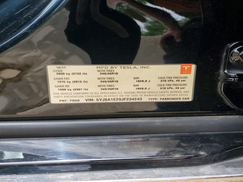 55319196 :رقم المزاد ، 5YJSA1E29JF234243 vin ، 2018 Tesla Model S مزاد بيع