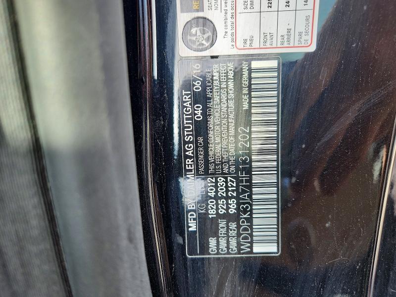 58891446 :رقم المزاد ، WDDPK3JA7HF131202 vin ، 2017 Mercedes-benz Slc مزاد بيع