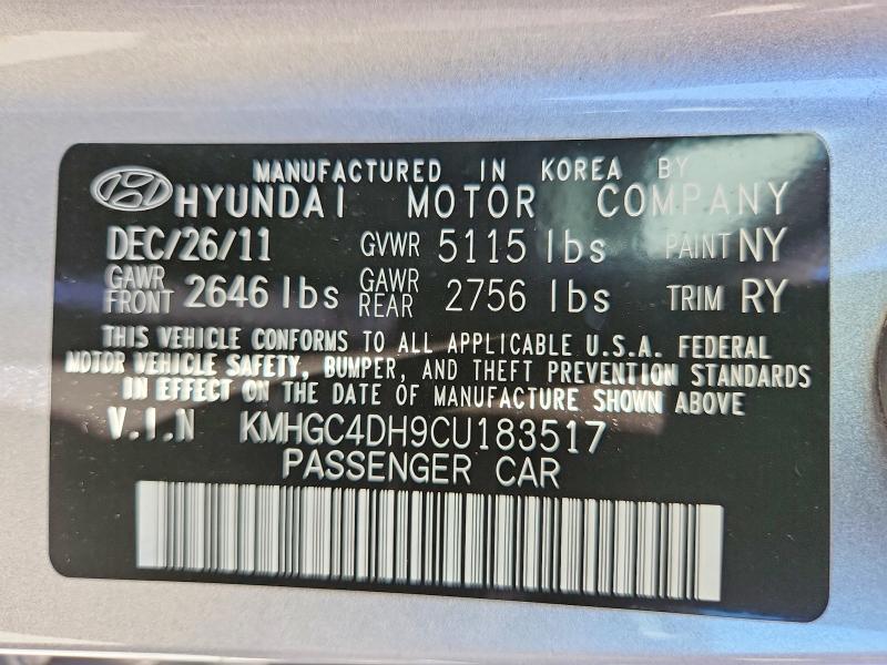 57361346 :رقم المزاد ، KMHGC4DH9CU183517 vin ، 2012 Hyundai Genesis مزاد بيع