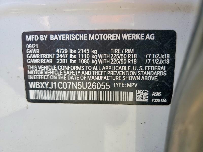 2022 Bmw X2 მანქანა იყიდება აუქციონზე, vin: WBXYJ1C07N5U26055, აუქციონის ნომერი: 55093086