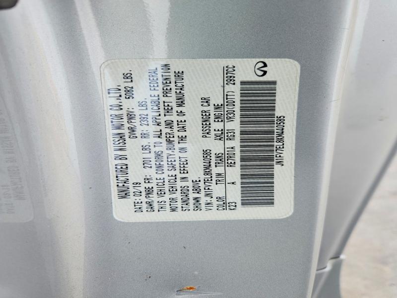 57878146 :رقم المزاد ، JN1FV7EL8KM440585 vin ، 2019 Infiniti Q60 مزاد بيع