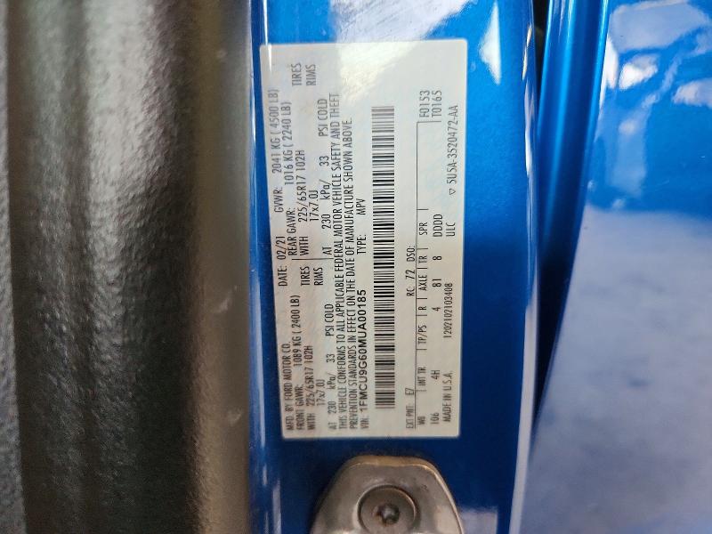 2021 Ford Escape მანქანა იყიდება აუქციონზე, vin: 1FMCU9G60MUA00185, აუქციონის ნომერი: 56464656