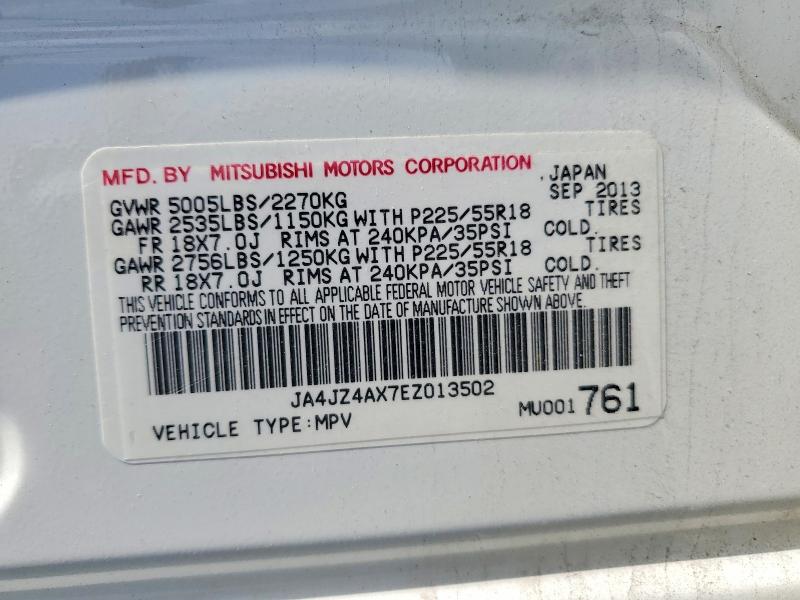 55728826 :رقم المزاد ، JA4JZ4AX7EZ013502 vin ، 2014 Mitsubishi Outlander مزاد بيع