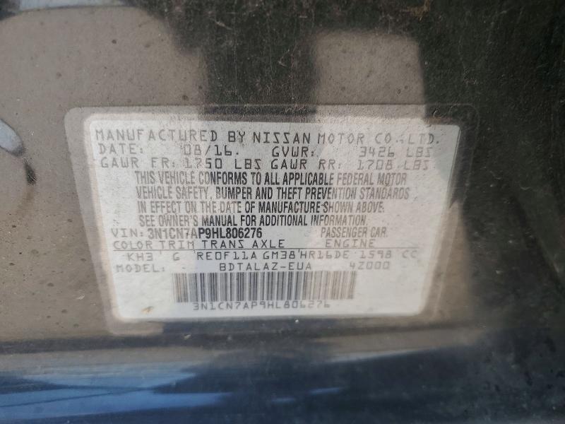 Продажа на аукционе авто 2017 Nissan Versa, vin: 3N1CN7AP9HL806276, номер лота: 58270826