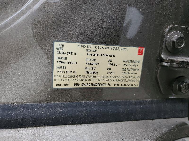 Продажа на аукционе авто 2015 Tesla Model S, vin: 5YJSA1H47FF097176, номер лота: 58096536