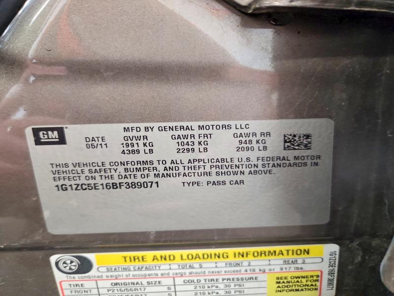56640326 :رقم المزاد ، 1G1ZC5E16BF389071 vin ، 2011 Chevrolet Malibu مزاد بيع