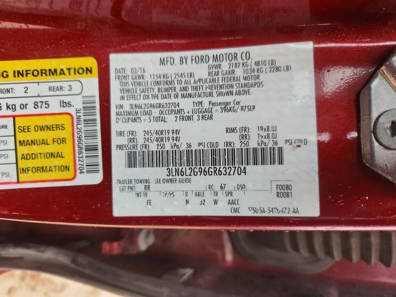 2016 Lincoln Mkz მანქანა იყიდება აუქციონზე, vin: 3LN6L2G96GR632704, აუქციონის ნომერი: 56625666