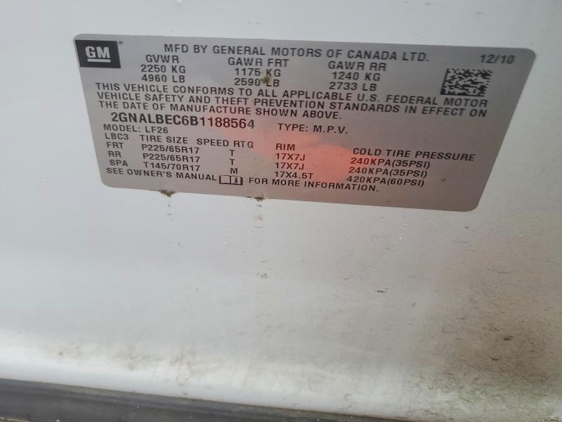 Aukcja sprzedaży 2011 Chevrolet Equinox, vin: 2GNALBEC6B1188564, numer aukcji: 57784656