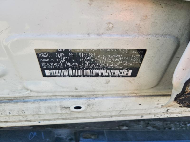 57163006 :رقم المزاد ، 4S4BSAFC9G3326345 vin ، 2016 Subaru Outback مزاد بيع