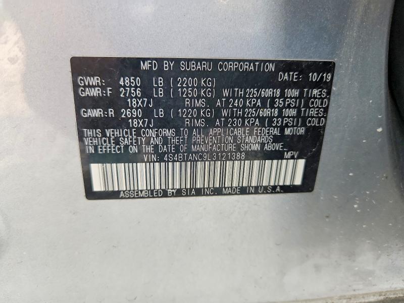 Aukcja sprzedaży 2020 Subaru Outback, vin: 4S4BTANC9L3121388, numer aukcji: 55645656