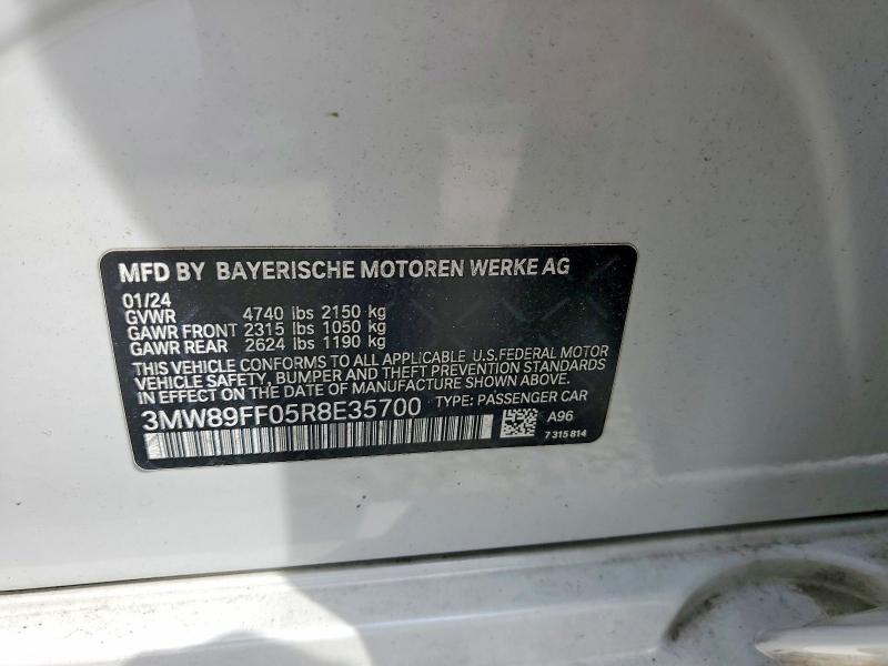 Aukcja sprzedaży 2024 Bmw 330xi, vin: 3MW89FF05R8E35700, numer aukcji: 57410086