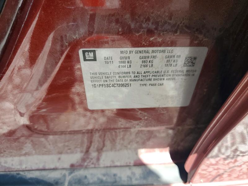 Aukcja sprzedaży 2012 Chevrolet Cruze, vin: 1G1PF5SC4C7206251, numer aukcji: 58332666