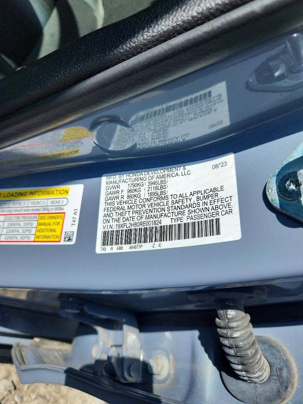 Aukcja sprzedaży 2024 Honda Civic, vin: 19XFL2H80RE001824, numer aukcji: 58114256
