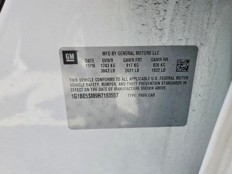 Auction sale of the 2017 Chevrolet Cruze, vin: 1G1BE5SM9H7193557, lot number: 57736576