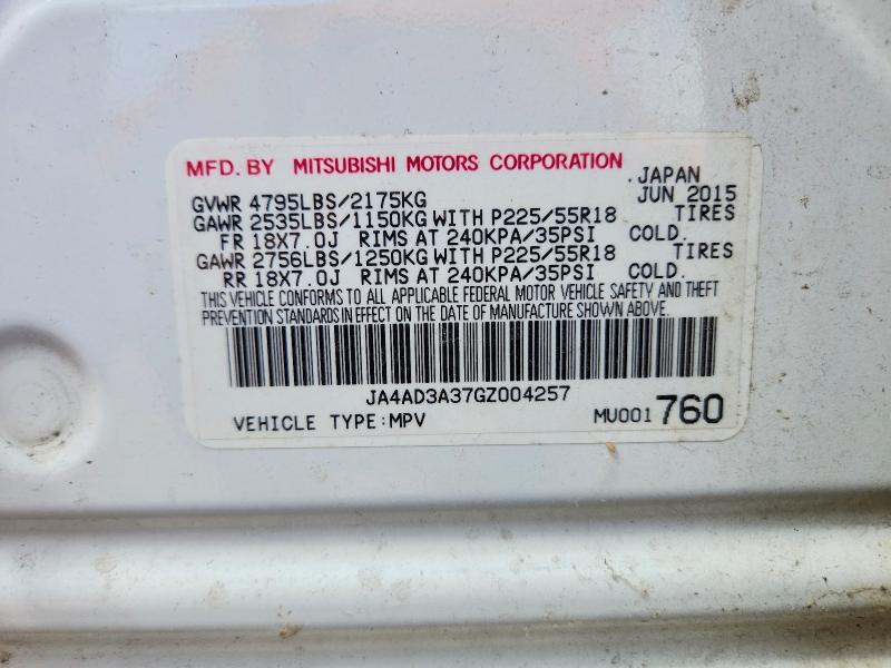 Aukcja sprzedaży 2016 Mitsubishi Outlander, vin: JA4AD3A37GZ004257, numer aukcji: 58112036