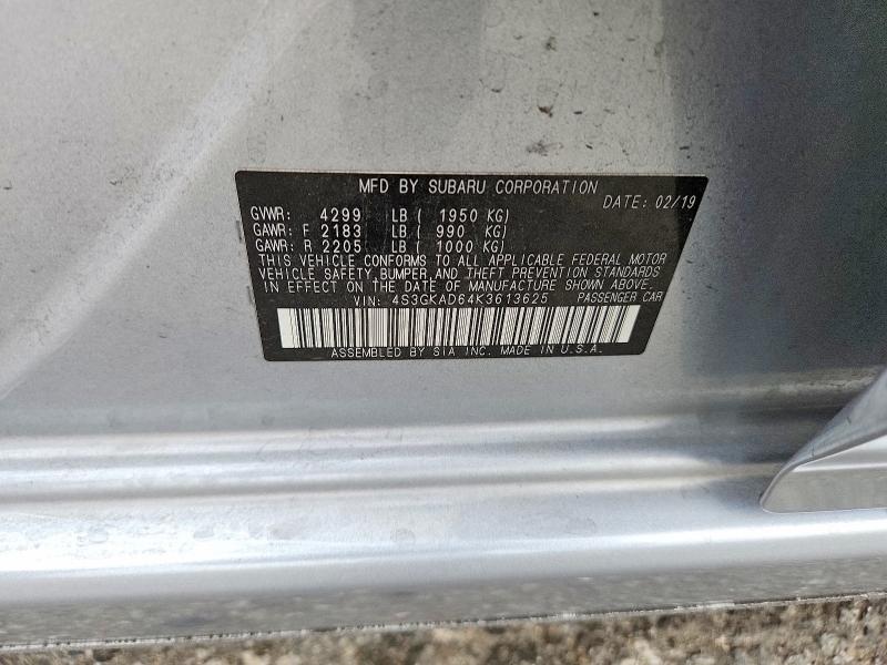 2019 Subaru Impreza მანქანა იყიდება აუქციონზე, vin: 4S3GKAD64K3613625, აუქციონის ნომერი: 85624665