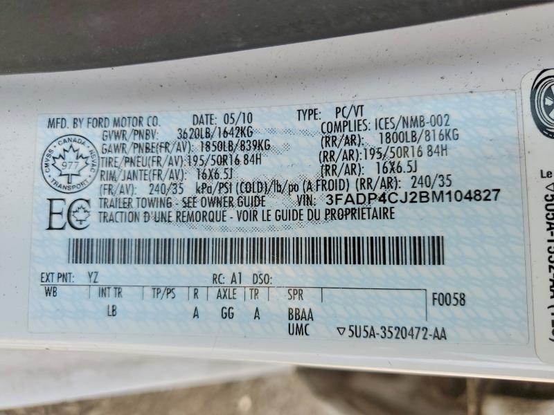 Продаж на аукціоні авто 2011 Ford Fiesta, vin: 3FADP4CJ2BM104827, номер лоту: 55741876