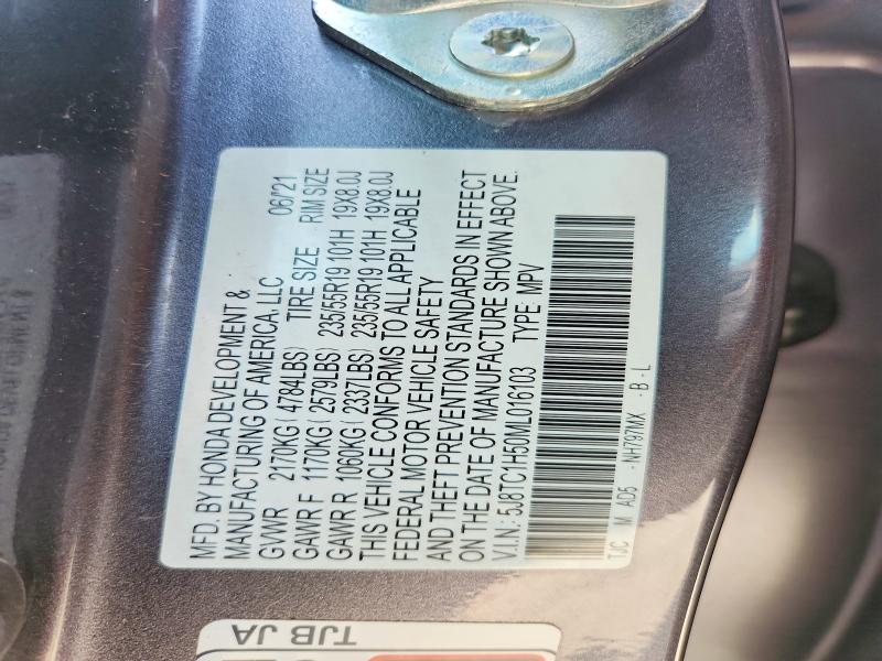 2021 Acura Rdx მანქანა იყიდება აუქციონზე, vin: 5J8TC1H50ML016103, აუქციონის ნომერი: 58738456