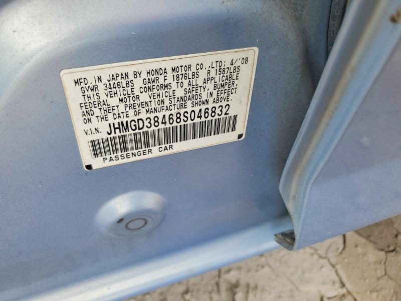 56593476 :رقم المزاد ، JHMGD38468S046832 vin ، 2008 Honda Fit مزاد بيع