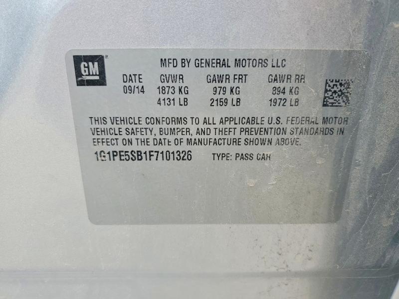 Auction sale of the 2015 Chevrolet Cruze, vin: 1G1PE5SB1F7101326, lot number: 58594046