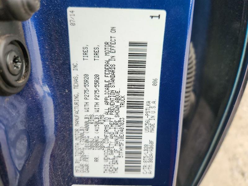 54007376 :رقم المزاد ، 5TFHY5F10EX407033 vin ، 2014 Toyota Tundra مزاد بيع