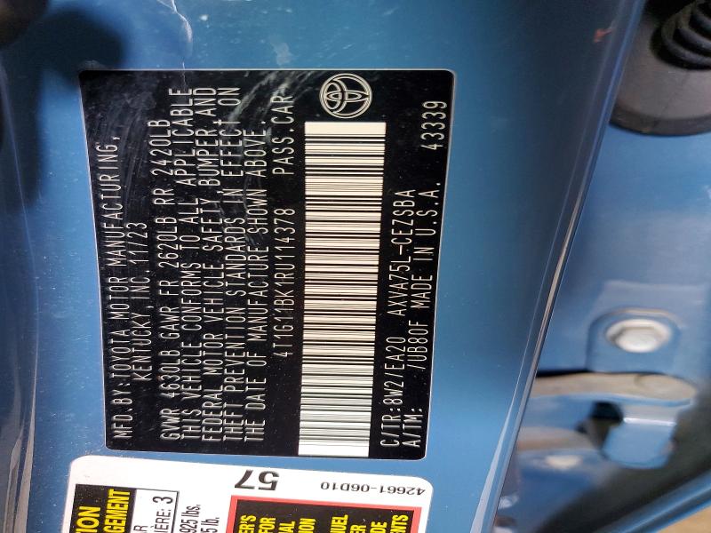 2024 Toyota Camry მანქანა იყიდება აუქციონზე, vin: 4T1G11BK1RU114378, აუქციონის ნომერი: 56962356