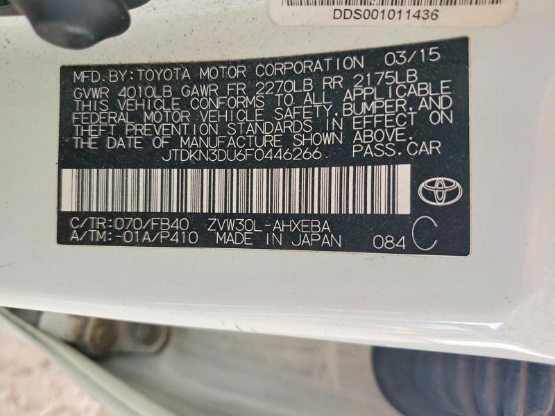 Aukcja sprzedaży 2015 Toyota Prius, vin: JTDKN3DU6F0446266, numer aukcji: 58937996