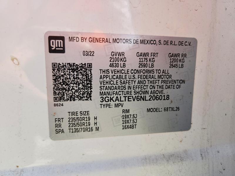 Aukcja sprzedaży 2022 Gmc Terrain, vin: 3GKALTEV6NL206018, numer aukcji: 55585766