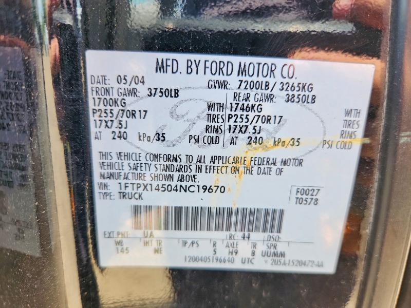 Aukcja sprzedaży 2004 Ford F150, vin: 1FTPX14504NC19670, numer aukcji: 56876956