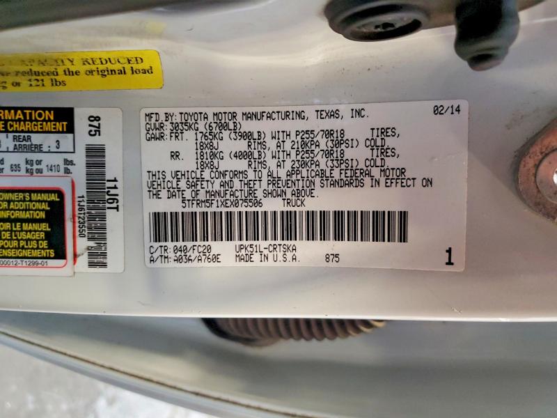 Aukcja sprzedaży 2014 Toyota Tundra, vin: 5TFRM5F1XEX075506, numer aukcji: 55818036