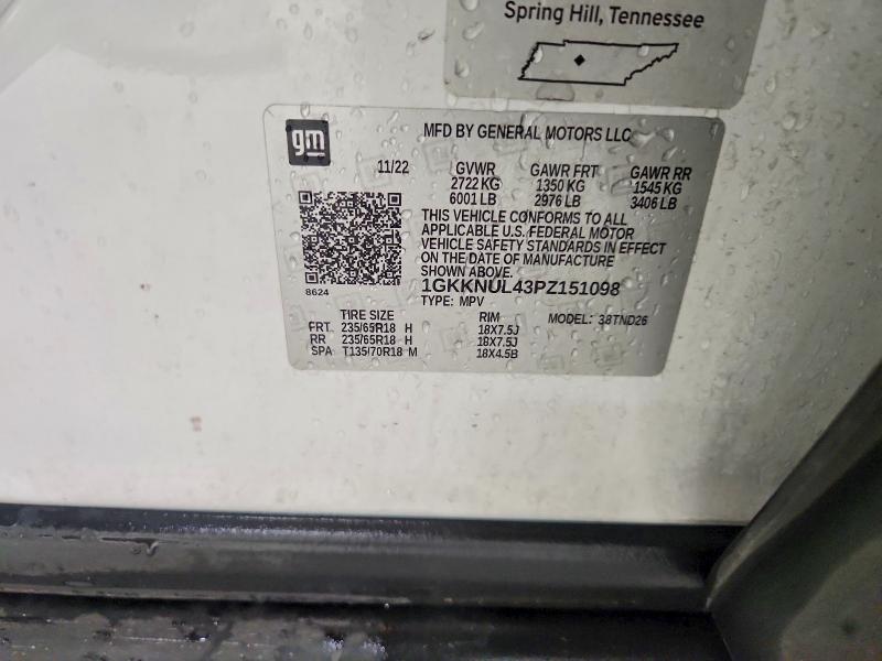 Aukcja sprzedaży 2023 Gmc Acadia, vin: 1GKKNUL43PZ151098, numer aukcji: 58036716