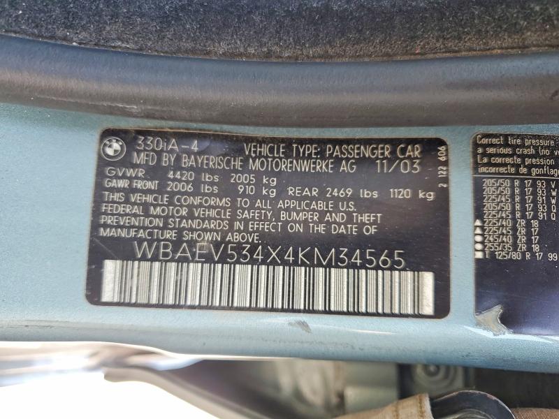 Продажа на аукционе авто 2004 Bmw 330, vin: WBAEV534X4KM34565, номер лота: 59321916