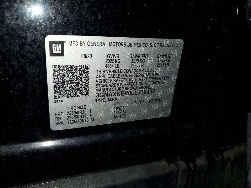 Aukcja sprzedaży 2020 Chevrolet Equinox, vin: 3GNAXKEV0LL319493, numer aukcji: 57127026