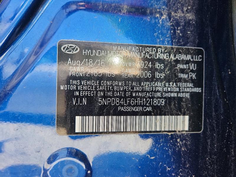 Aukcja sprzedaży 2017 Hyundai Elantra, vin: 5NPD84LF6HH121809, numer aukcji: 59087886