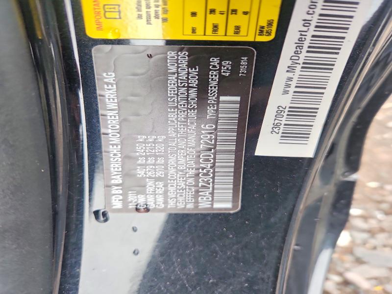 58940166 :رقم المزاد ، WBALZ3C54CDL72916 vin ، 2012 Bmw 650 مزاد بيع