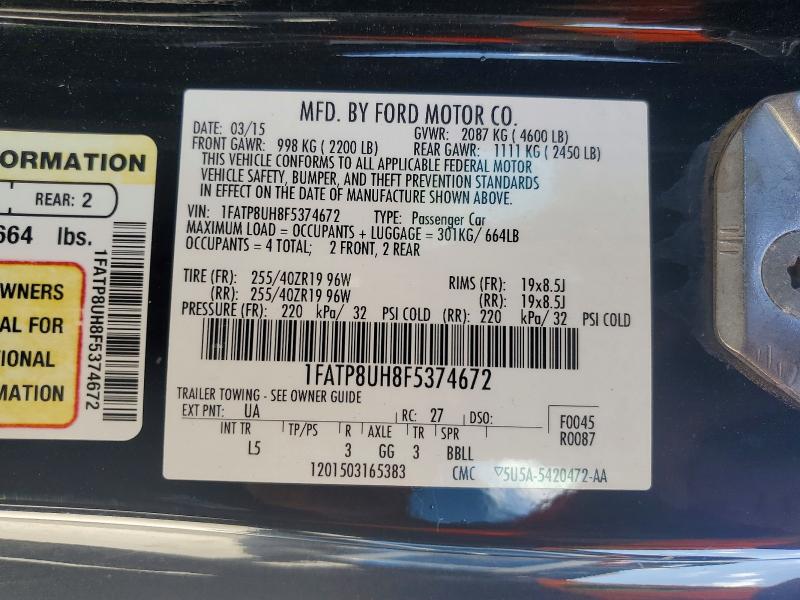 Продаж на аукціоні авто 2015 Ford Mustang, vin: 1FATP8UH8F5374672, номер лоту: 59093586