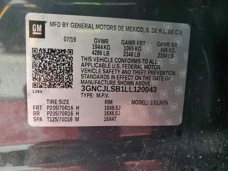Продажа на аукционе авто 2020 Chevrolet Trax, vin: 3GNCJLSB1LL120043, номер лота: 58120346