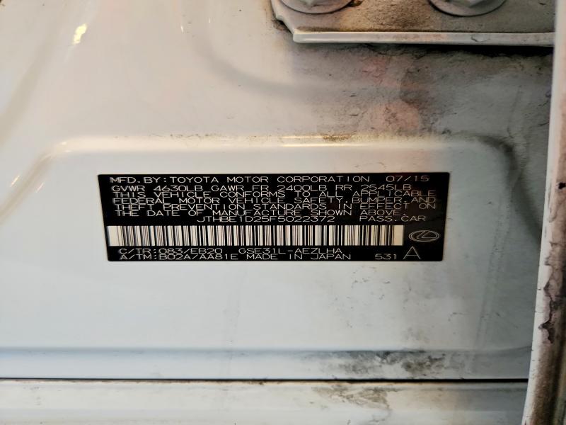 Aukcja sprzedaży 2015 Lexus Is, vin: JTHBE1D25F5022372, numer aukcji: 57714776