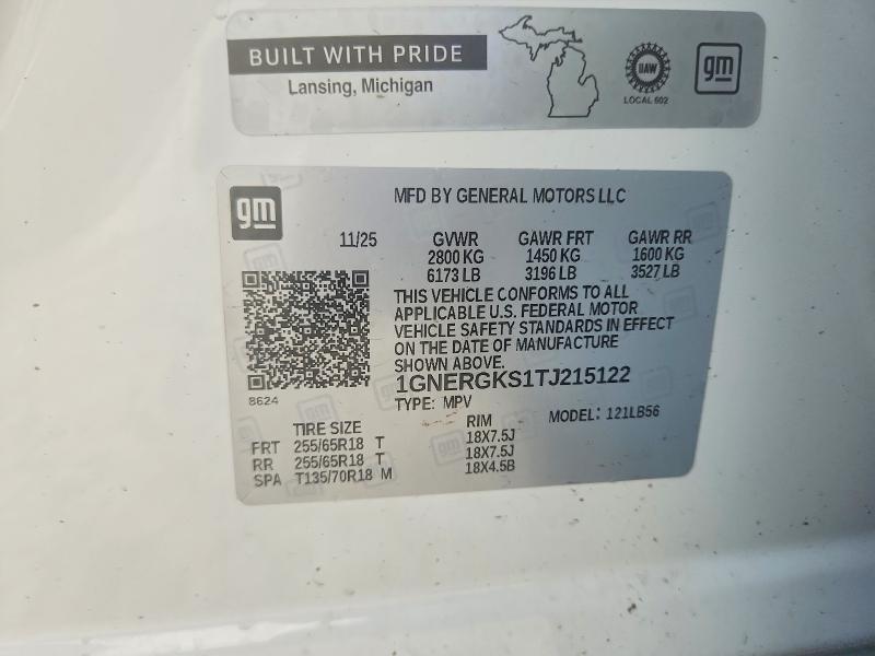 56820846 :رقم المزاد ، 1GNERGKS1TJ215122 vin ، 2026 Chevrolet Traverse مزاد بيع