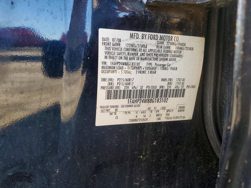 57512946 :رقم المزاد ، 1FAHP24W88G183102 vin ، 2008 Ford Taurus مزاد بيع