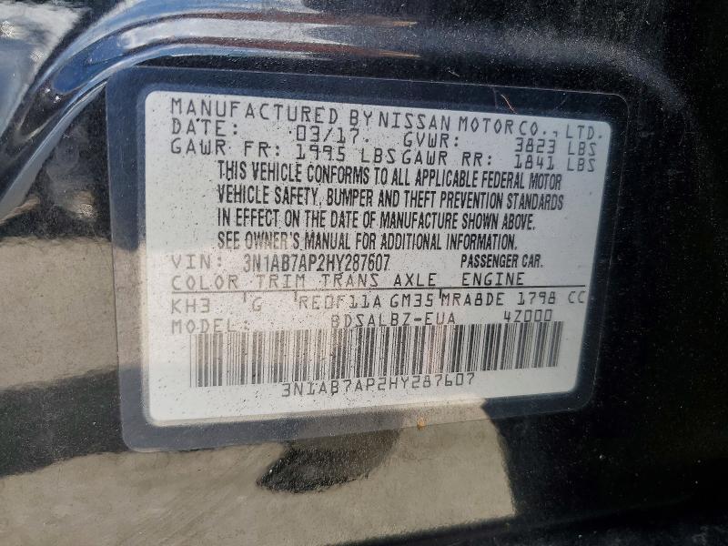 Aukcja sprzedaży 2017 Nissan Sentra, vin: 3N1AB7AP2HY287607, numer aukcji: 56066846
