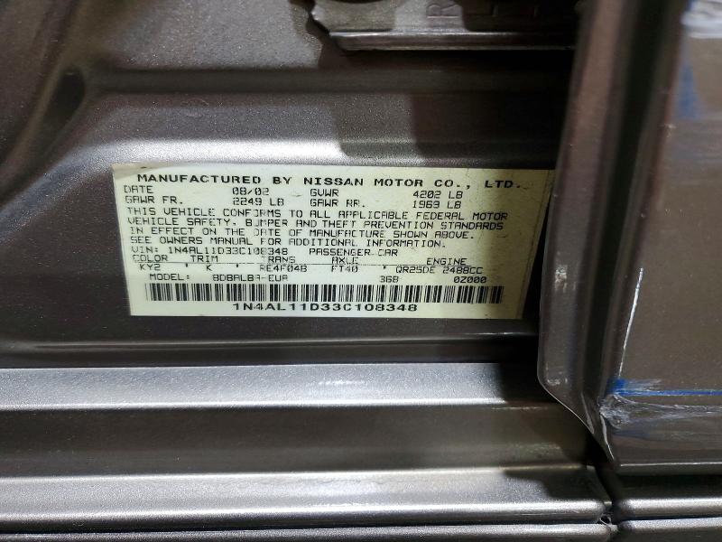 Aukcja sprzedaży 2003 Nissan Altima, vin: 1N4AL11D33C108348, numer aukcji: 56582496