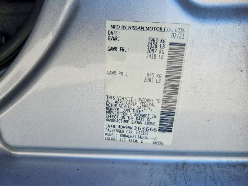 Продажа на аукционе авто 2021 Nissan Altima, vin: 1N4BL4DV9MN363666, номер лота: 55567566