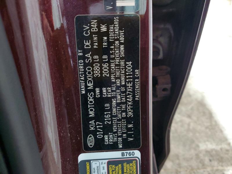 Auction sale of the 2017 Kia Forte, vin: 3KPFK4A7XHE111004, lot number: 76292625