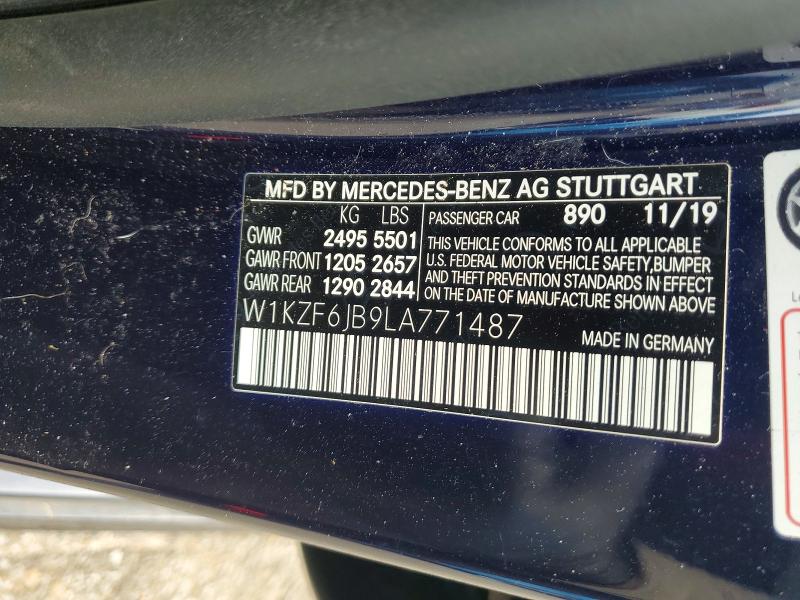 2020 Mercedes-benz E მანქანა იყიდება აუქციონზე, vin: W1KZF6JB9LA771487, აუქციონის ნომერი: 56765846