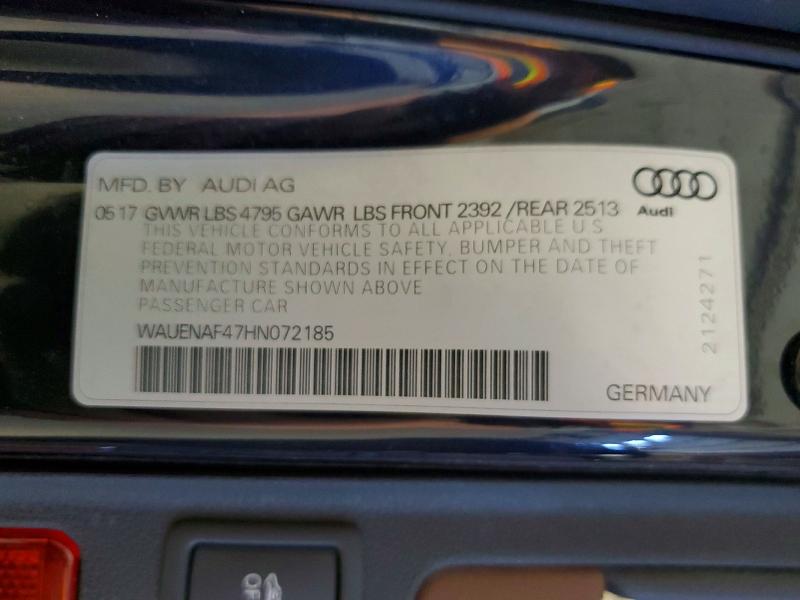 Aukcja sprzedaży 2017 Audi A4, vin: WAUENAF47HN072185, numer aukcji: 57721206