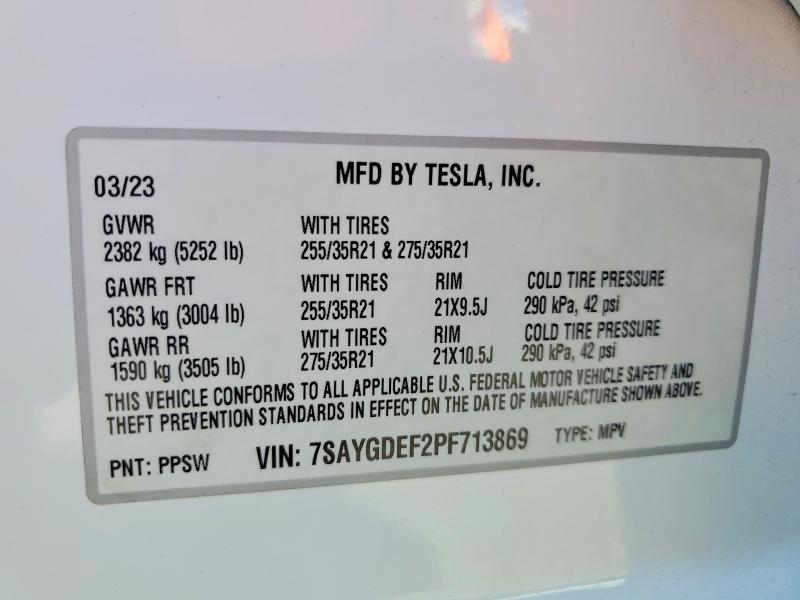 57576086 :رقم المزاد ، 7SAYGDEF2PF713869 vin ، 2023 Tesla Model Y مزاد بيع