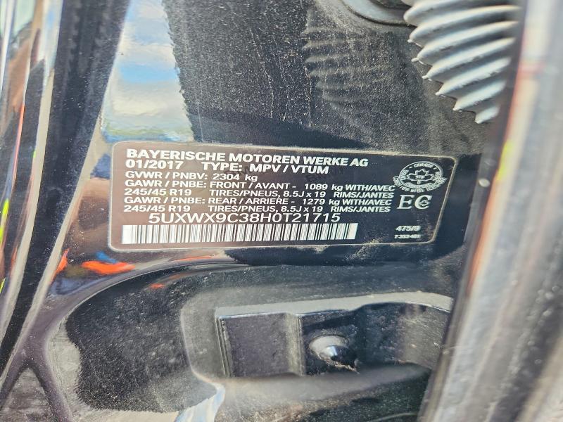Продажа на аукционе авто 2017 Bmw X3, vin: 5UXWX9C38H0T21715, номер лота: 58180886
